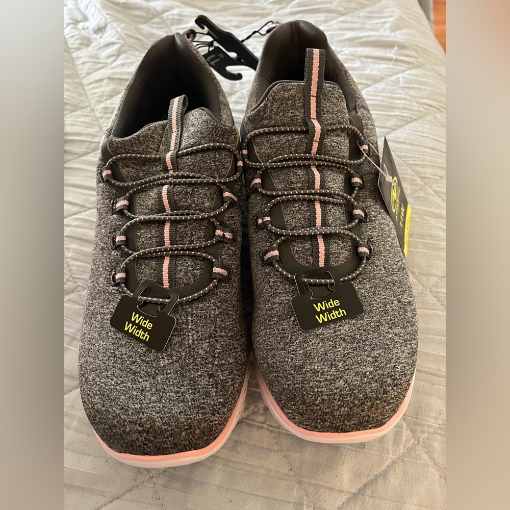 Athletic Works brand new 11W women’s sneakers grey with pink accents .